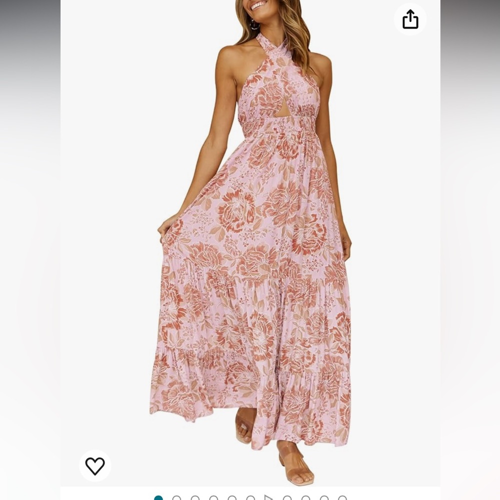 NWT Crossover Halter Flowy A Line Maxi Dress Sz S
